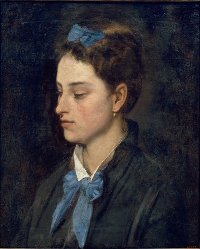 Portrait of Teresita Wearing Blue Bows by Benet Mercadé